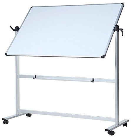 VIZ-PRO Doppelseitiges Magnetisches Drehbares Mobiles Whiteboard, Aluminiumrahmen & Ständer, W1200xH900mm