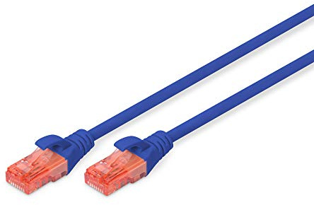 DIGITUS Cable LAN Cat 6 - 5m - Cable de red CCA con RJ45 - U/UTP sin apantallar - Compatible con Cat-6A y Cat-5e - Azul
