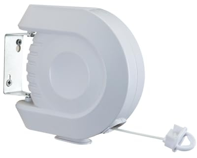 ST-262-RETRACTABLE-CLOTHE15M Metaltex Single Line 15 m Outdoor Retractable Washing Line, White, 957