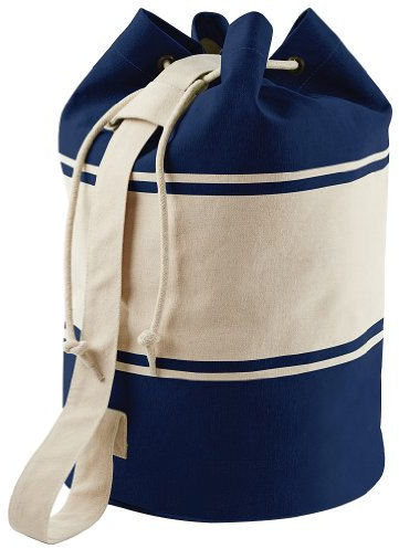 Quadra Seesack-Sporttasche, stabiler Trageriemen, Unisex, Baumwollsegeltuch, Einheitsgröße, Marineblau/ Natur