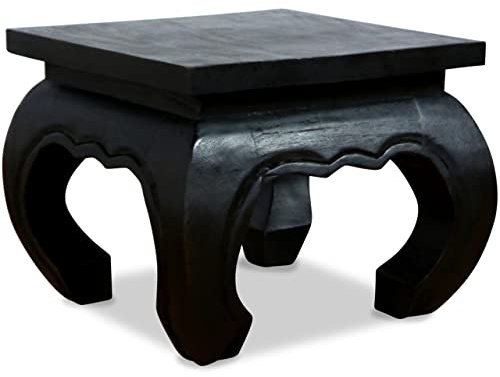 livasia Opiumtisch aus Massivholz – 30x30x24cm – Handgeschnitzter Beistelltisch Holz aus Thailand, Nachhaltig, Robust und Ästhetisch, Setzt Exotische Akzente als Kleiner Tisch (Schwarz)