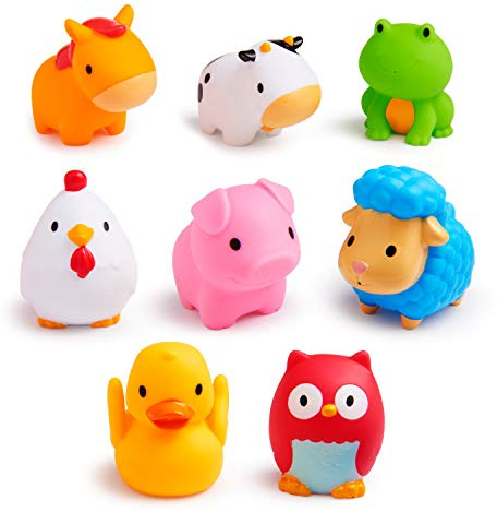 Munchkin Baby Bath Toy Squirts for Babies and Toddlers 9 Months and Up, Farm Animal Squirters, 8 Pack