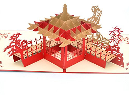 Medigy 3D POP UP Grußkarte Handgemacht Blume Korbp Suzhou Gärten Blanko-Karten Segen Papier Klappkarten Business Geschenkkarte Glückwunschkarten