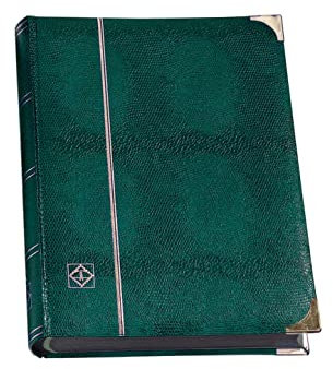 Leuchtturm 341942 Album per la Raccolta di francobolli Comfort Deluxe - 64 Pagine DIN A4 Nere - Imbottito, Aspetto Coccodrillo - Verde