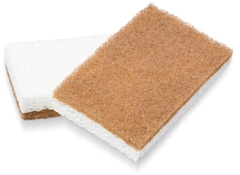 Full Circle Set de 2 Esponjas de Cáscara de Nuez, No Rayantes | Lado Rugoso de Nuez y Lado de Celulosa | Eco-Friendly, Absorbentes y Reutilizables