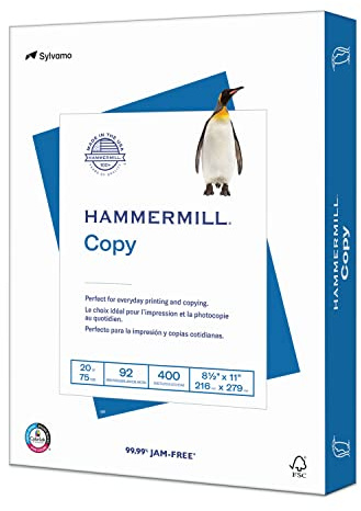 Hammermill Printer Paper, 20 lb Copy Paper, 8.5 x 11 - 1 Small Pack (400 Sheets) - 92 Bright, Made in the USA