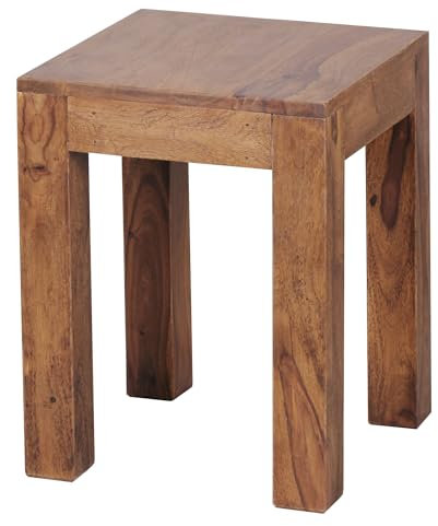 FineBuy Beistelltisch Massiv-Holz 35 x 35 cm Wohnzimmer-Tisch Design braun Landhaus-Stil Couchtisch Farbe wählbar