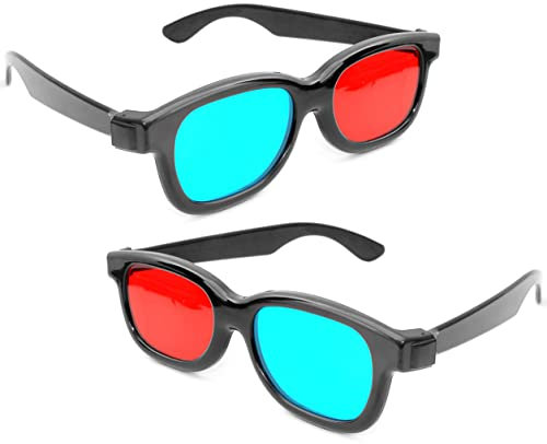 Ganzoo 3D-Anaglyphenbrille für TV oder PC-Spiele (rot/blau), Set 2 Stück, 3D Brille für Fernseher, 3D-Gläser mit Anaglyphen-Technologie