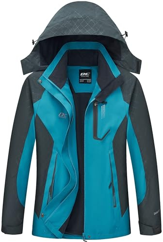 Diamond Candy Women's Lightweight Waterproof Rain Jacket with Hood for Hiking, Travel and Rainy Days Blue X-Large
