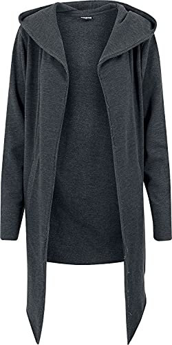 Urban Classics Herren Long Hooded Open Edge Cardigan Strickjacke, Charcoal, L