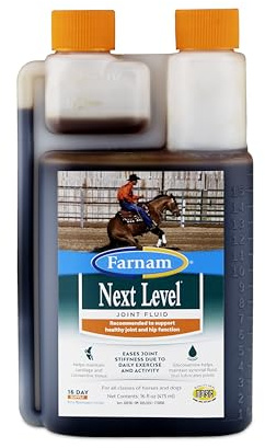 Farnam Next Level Joint Fluid Supplement for horses and dogs, Helps maintain connective tissue to ease joint stiffness due to daily activity, 16 ounces, 16 day supply