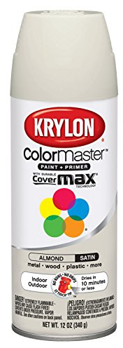 Krylon K05351107 ColorMaster Paint + Primer, Satin, Almond, 12 oz.