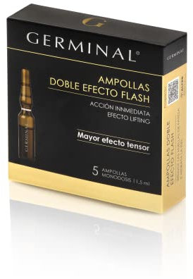 Germinal Sérum Facial Doble Efecto Flash con Proteínas de Maíz y Extractos de Ginseng, 1.5 ml x 5 Ampollas