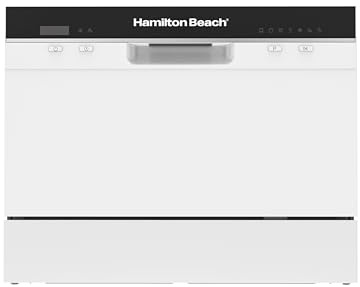 HAMILTON BEACH Counter Top Dishwasher, 6 Place Settings, Portable, White