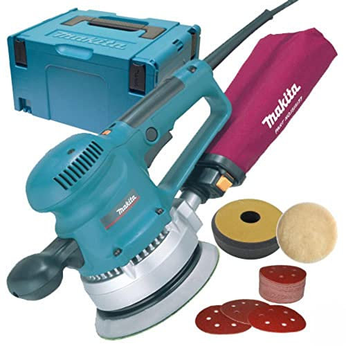 Makita BO6030JX1/2 Random Orbit Sander Including 50 Discs and Accessories, 310 W, 240 V, Blue