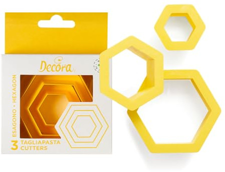Decora 0255302 Set 3 Hexagon Cookie Cutters 1,5-2,5-3,5 H 2,2 Cm
