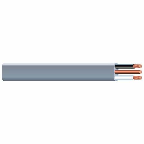 Southwire 12/2 UF B Wire with Ground, 50 ft, Gray Solid Copper Direct Burial Cable for Outdoor & Underground Use, 600V