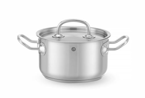HENDI Marmite, médiane, couvercle avec trous de vapeur, pot de cuisson, casserole, braisière, faitout, convient à toutes les sources de chaleur, lavable au lave-vaisselle, 9.5L, ø280x(H)155mm, inox