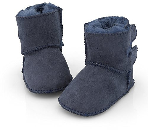 Reissner Lammfelle Engel Babyschuhe aus Lammfell Modell Toulon mit Klettverschluss (2-Klett) blau 20/21