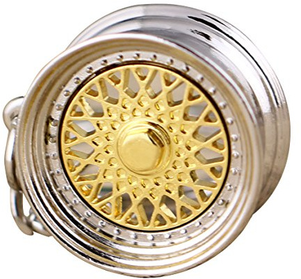 Maycom® Creative Hot Auto Part Model BBS Wheel Rim Tyre Keychain Keyring Key Chain Ring Keyfob (Gold)