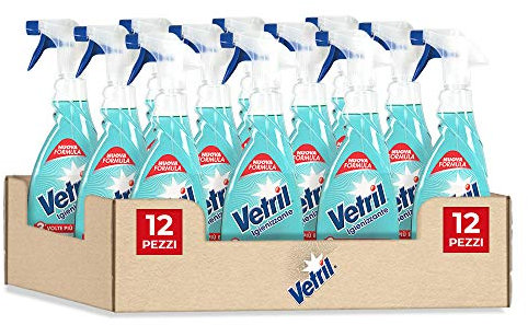 Vetril - Spray Igienizzante Vetri e Superfici, Contro Batteri e Cattivi Odori, Brillantezza Senza Aloni, 650 ml x 12 pezzi