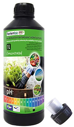 Nortembio Agro Reductor de pH Ecológico 1 L. Uso Universal. Desincrustante de Sistemas de Riego. Cultivos con Mejor Sabor y Aroma.