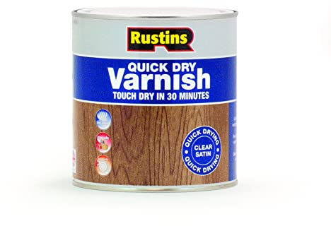 Rustins Quick Dry Varnish Clear Satin 1l-Fast-Drying Water-Based Wood Varnish; Durable Non-Yellowing Finish in Gloss, Satin or Matt for Indoor Use