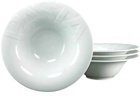 Creatable, 16580, Serie GOURMET, 4-teiliges Geschirrset für 4 Personen, Pastateller aus Porzellan, spülmaschinen- und mikrowellengeeignet, Made in Europe