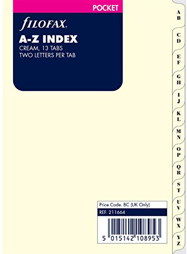 Pocket A-Z index cream 2 letters per tab