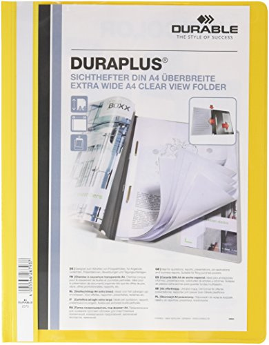 Durable 257904 Duraplus Chemise de Présentation à Lamelles Couverture PersonnaliSable A4+ Jaune Lot de 25