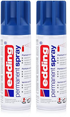 2x edding Permanent Spray enzianblau 200 ml Premium Acryllack, RAL 5010