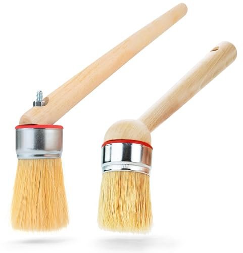 Reifenmontagepaste Pinsel Set Kurz 22cm & Lang 40cm Rundkopf Durchmesser 40mm Montagepinsel Holzgriff Universal Rundpinsel