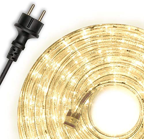 Nipach GmbH 10m 240 LED Lichterschlauch Lichtschlauch warm-weiß – Innen- und Außenbereich – energiesparende Leucht-Dekoration für Garten Fest Weihnachten Hochzeit Gesamtlänge ca. 11,50 m