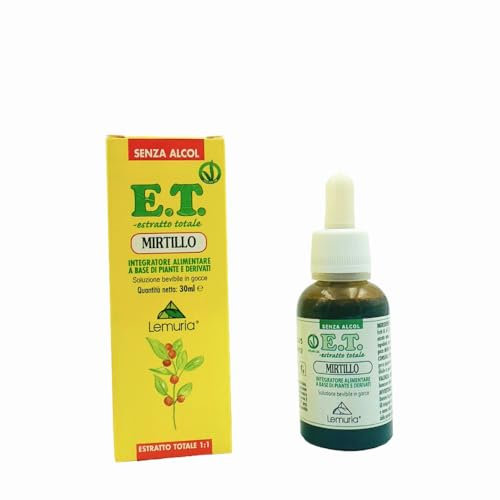 Lemuria - Mirtillo E.T. - Per il Benessere della Vista e del Microcircolo - Estratto Totale 1:1 Senza Alcol - Integratore Alimentare a Base di Piante e Derivati - 30 ml - Made in Italy