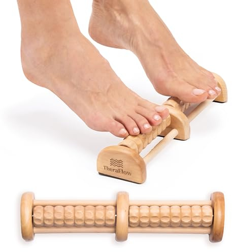 TheraFlow Fußmassagerolle aus Holz - Reflexzonenmassage für Zuhause & Unterwegs - Fußmassagegerät für Neuropathie und Fersensporn - Lindert Schmerzen und löst Verspannungen