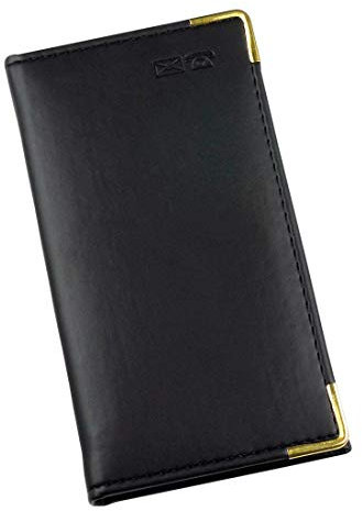 Esposti Slim Address Book | Italian PU Leather Padded Cover | Pocket Address Record Book | Gold Protective Corners | Gold Gilt Edged Pages | A to Z Step Index | 90 x 163mm