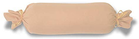 ESTELLA Kissenbezug für Nackenrolle Feinjersey | Sahara | 15x40 cm | ideale Passform und Schleifenverschluss | trocknerfeste und bügelfreie Kissenhülle aus 100% Baumwolle