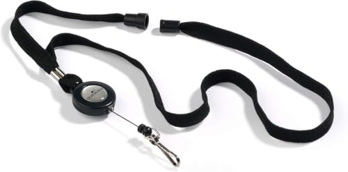 Durable Badge Reel with Black Lanyard - Pack of 10 - Perfect for Securely Holding Name Badges, Security Passes, Key Fobs, etc.