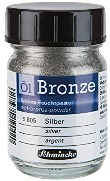 Schmincke - Öl-Bronze, Silber, 50 ml, 15 805 024, für schillernde Metalleffekte auf Ölbildern, sowie vorgrundierten Untergründen wie z.B. Holz, Metall, Gips