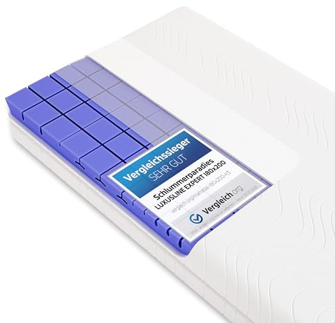 Schlummerparadies® Matratze 3D 7-Zonen Würfelschnitt HR-Kaltschaummatratze - Made in Germany - ca. 19cm Gesamthöhe, RG50, geprüfter Kern + Bezug - LUXUSLINE (90x190 H3)