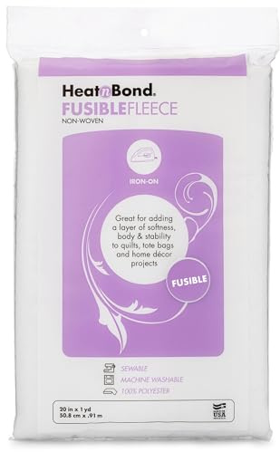 HeatnBond Fusible Fleece Iron-On Interfacing, 20 Inches x 1 Yard, White