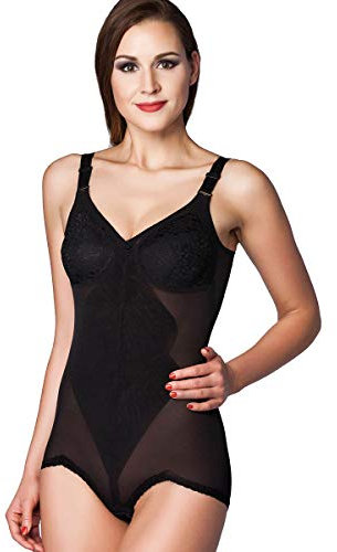 Miss Perfect Dessous Damen Shapewear Body Trim Korselett Damen stark formend Shape Body figurformend Shaping Body Unterwäsche in Schwarz Größe 85B