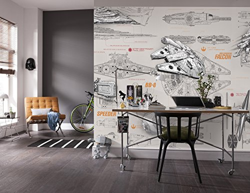 Komar Papier Fototapete - Star Wars Blueprints - Größe 368 x 254 cm