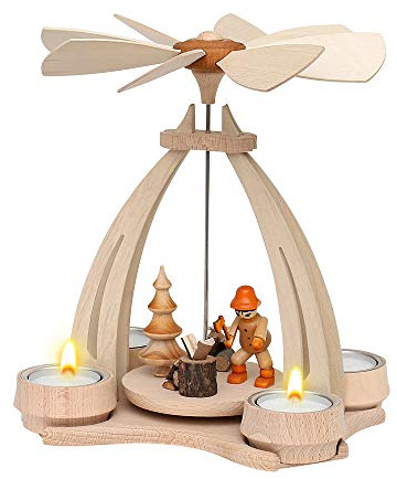 Decoración para mesa, forma de pirámide, hecha de madera, 24 cm de altura