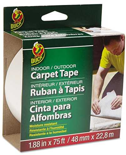 Duck Brand Indoor/Outdoor Carpet Tape, 1.88-Inch x 75 Feet, White (442062), Pack of 1