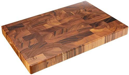 T&G Woodware - Tuscany - Tagliere rettangolare grande, con incavi per le dita, in legno di testa d'acacia - 45 x 30 x 40 cm