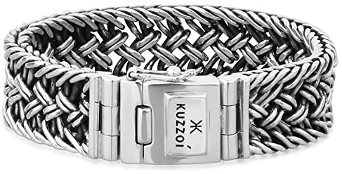 Kuzzoi Silberarmband Herrenarmband aus massivem 925 Silber Breite 20 mm