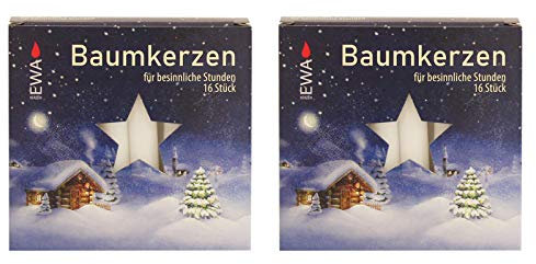 OLShop AG 2er Pack Baumkerzen weiß ca. 14 x 110 mm (2 x 16 Stück) Weihnachtskerzen, Christbaumkerzen, Pyramidenkerzen