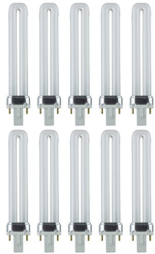 Sunlite Compact Fluorescent PL 2-Pin Single U-Shaped Twin Tube, 9 Watts, 120 Volts, 530 Lumens, 2700K Soft White, 2-Pin G23 Base, 10 Pack