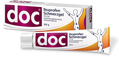 doc Ibuprofen Schmerzgel 100g, entzündungshemmend, schmerzlindernd & kühlend, schnelle Wirkung bei entzündungsbedingten Rücken- & Gelenkschmerzen - gut verträglich - rezeptfrei